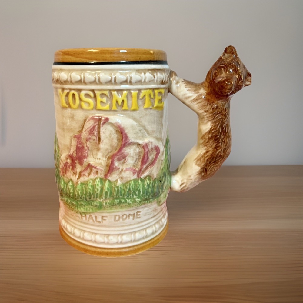 Vintage YOSEMITE HALF DOME EL CAPITAN BEAR HANDLE MUG 1940 National‎ Park